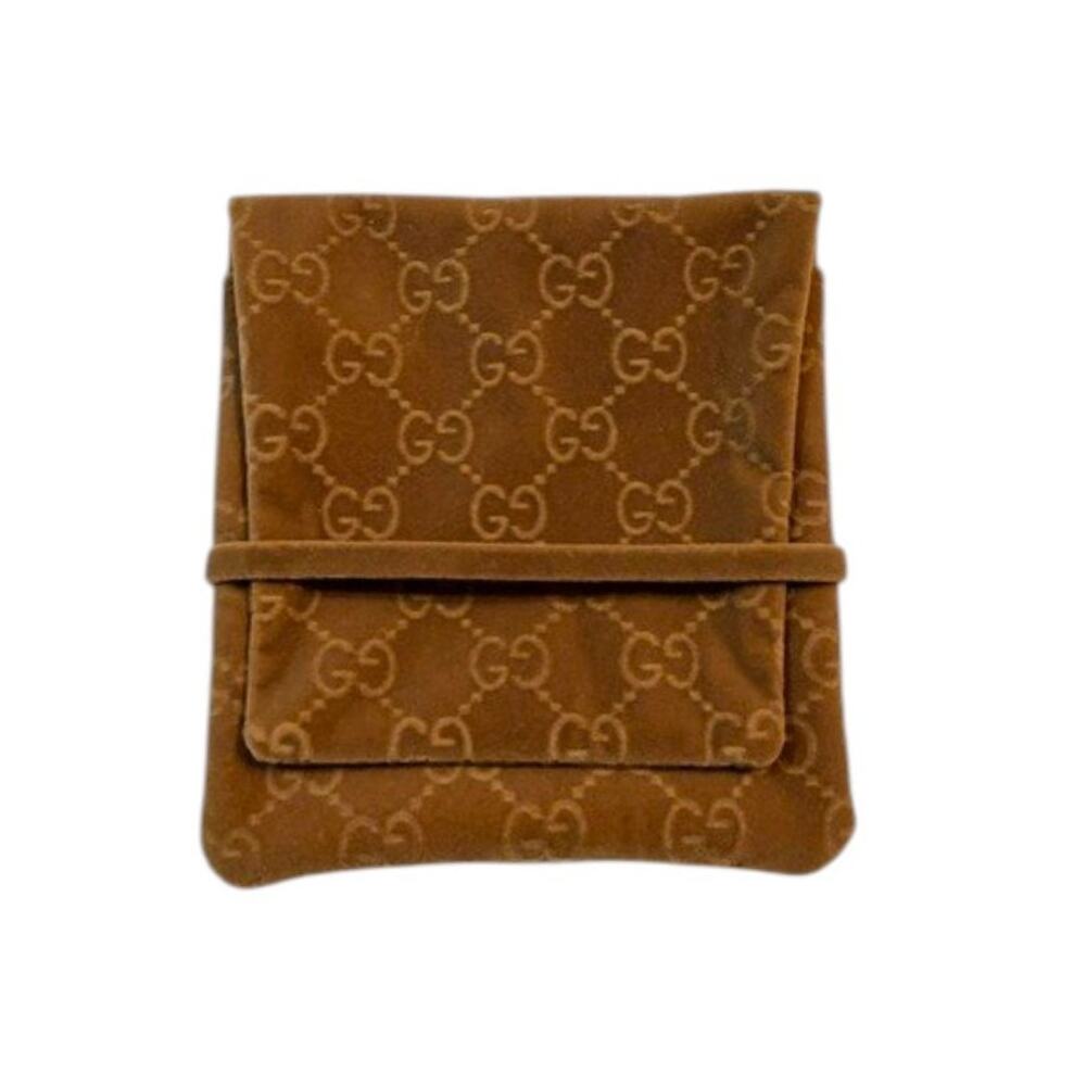 Authentic Gucci GG Monogram Velvet Jewelry Travel Pouch